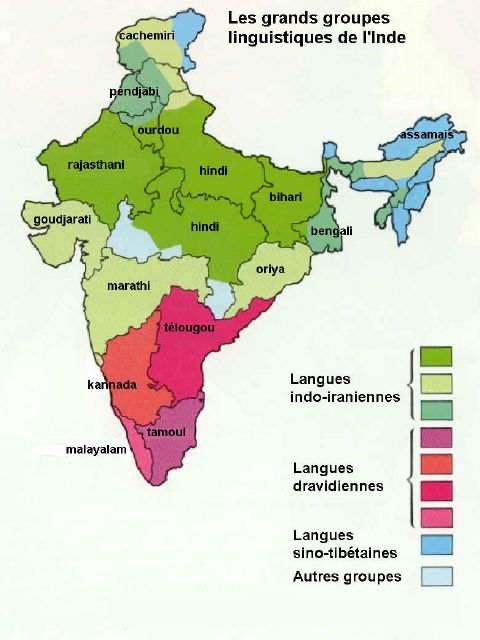 Carte langues Inde